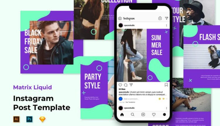 طرح لایه باز آماده انتزاعی برای پست و استوری اینستاگرام   Instagram