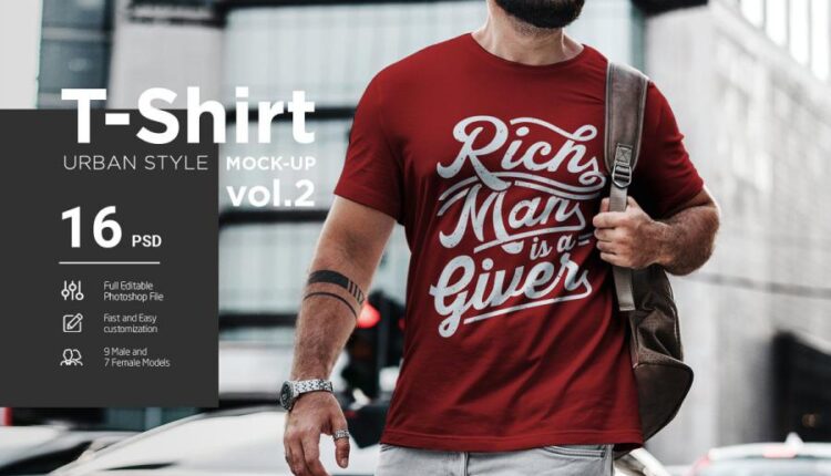 موکاپ تیشرت خیابانی   T Shirt Mock Up Urban Style