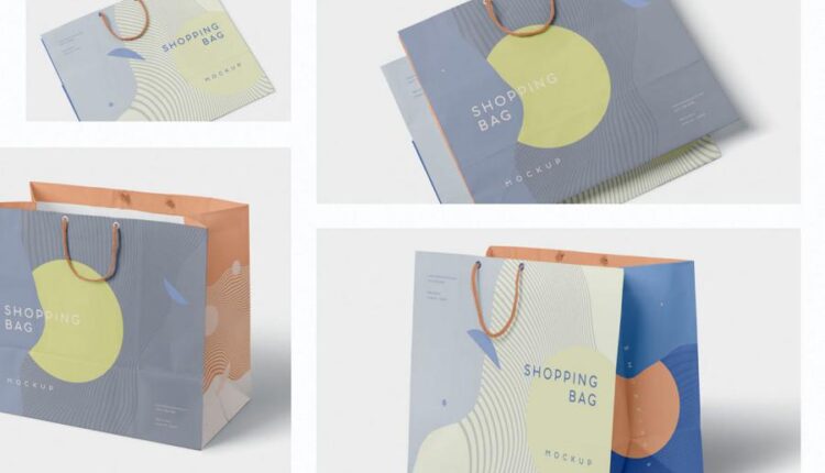 موکاپ ساک دستی کاغذی   Paper Shopping Bag Mockups