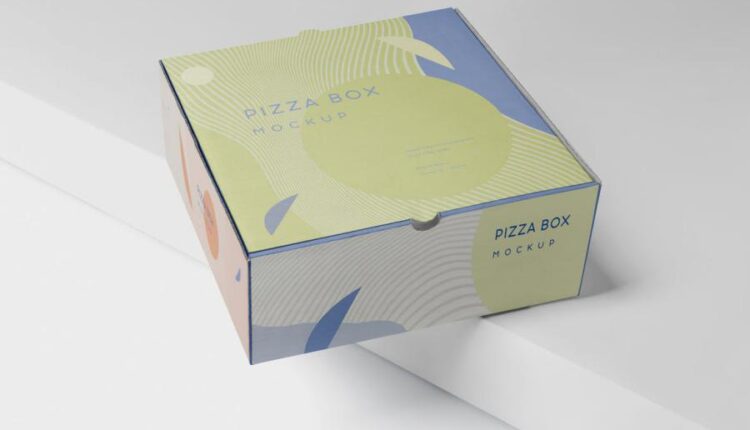 موکاپ جعبه پیتزا به صورت سه تایی   Pizza Box Mockup