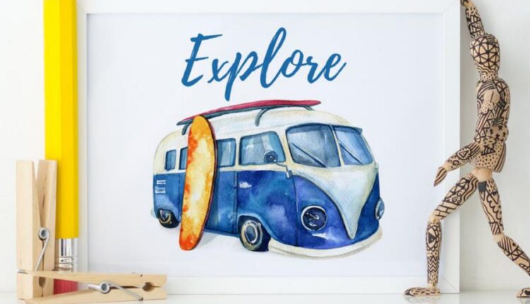 تصویرسازی های آبرنگی سفر و مسافرت   Transport Watercolor Set