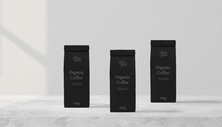 موکاپ بسته بندی کاغذی انواع قهوه و محصولات خشک غذایی   Mockup