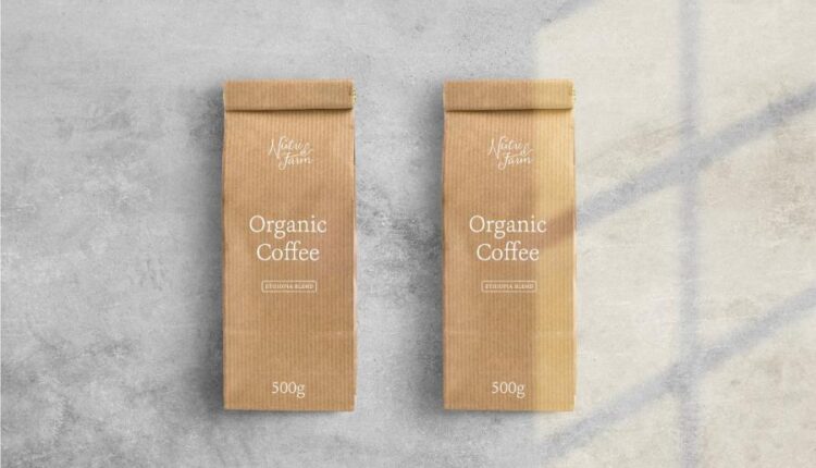 موکاپ بسته بندی کاغذی انواع قهوه و محصولات خشک غذایی   Mockup