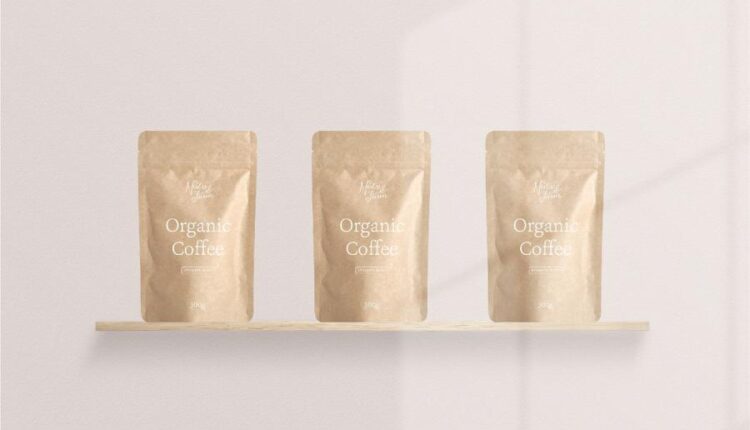 موکاپ بسته بندی کاغذی انواع قهوه و محصولات خشک غذایی   Mockup