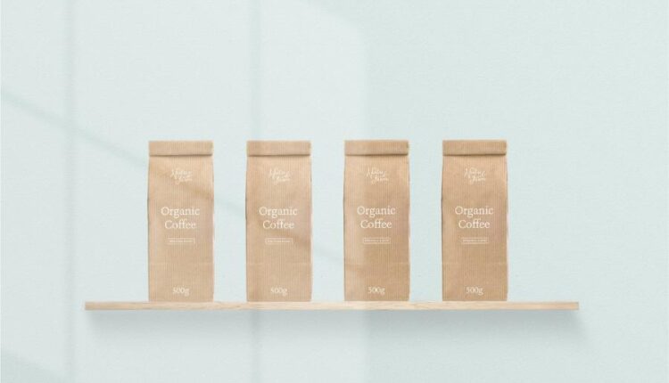 موکاپ بسته بندی کاغذی انواع قهوه و محصولات خشک غذایی   Mockup