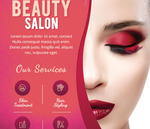 طرح لایه باز تراکت سالن زیبایی و آرایشی   Beauty Salon Flyer