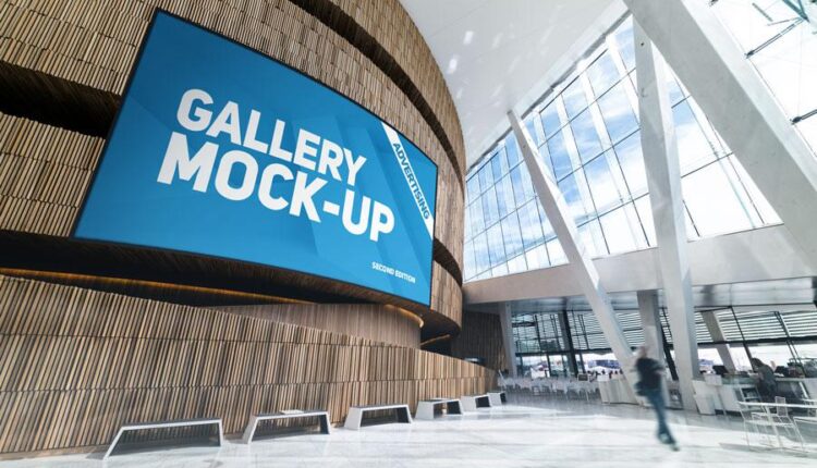 موکاپ بنر تبلیغاتی در زاویه های مختلف   Gallery Poster Mockup v3