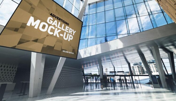 موکاپ بنر تبلیغاتی در زاویه های مختلف   Gallery Poster Mockup v3