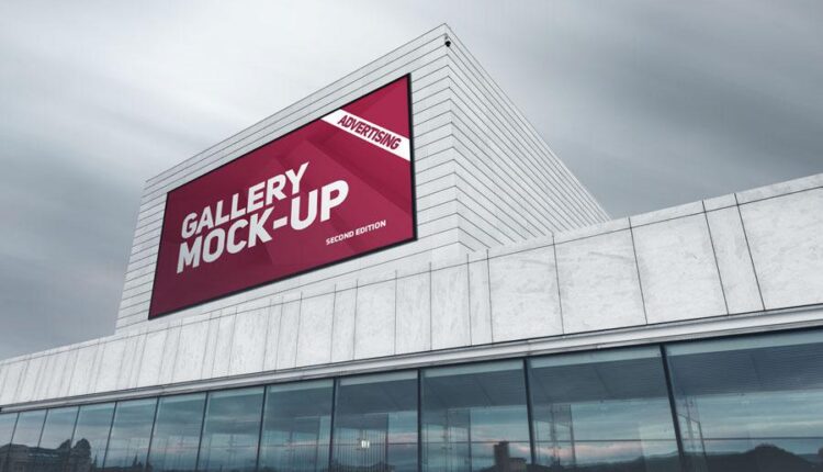 موکاپ بنر تبلیغاتی در زاویه های مختلف   Gallery Poster Mockup v3