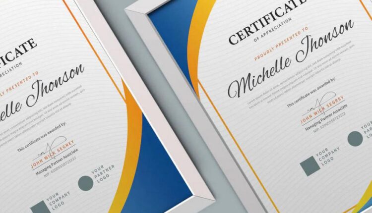 طرح لایه باز قالب مدرک و گواهینامه   Certificate Template Pro