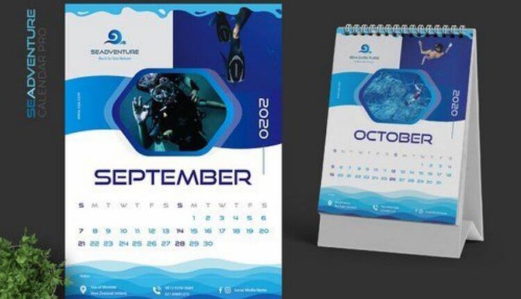 فایل لایه باز تقویم دریایی 2020   2020 Sea Calendar