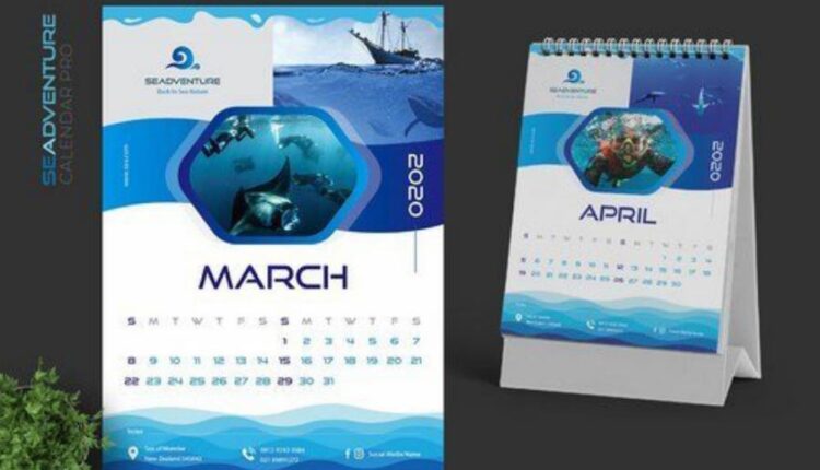 فایل لایه باز تقویم دریایی 2020   2020 Sea Calendar