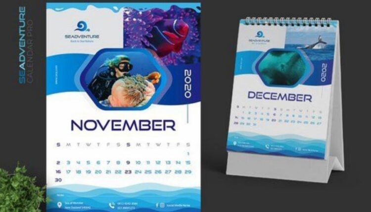 فایل لایه باز تقویم دریایی 2020   2020 Sea Calendar