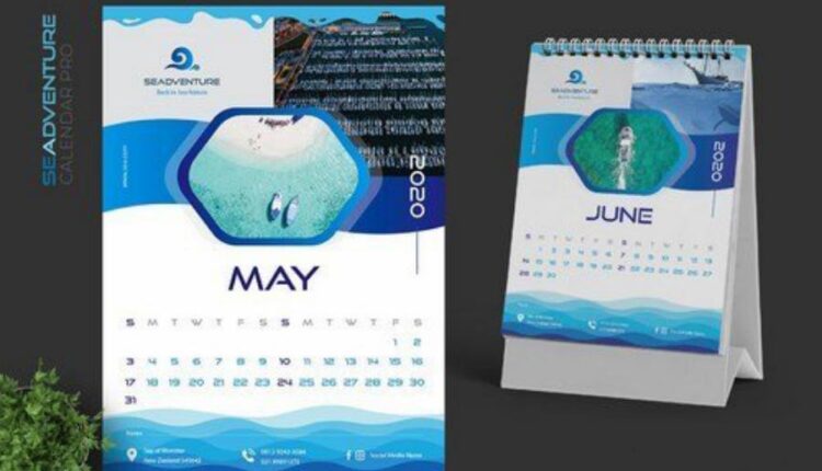 فایل لایه باز تقویم دریایی 2020   2020 Sea Calendar