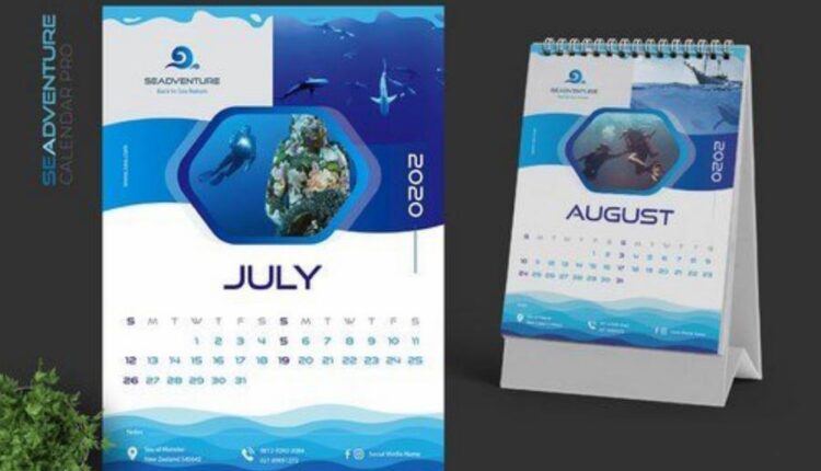 فایل لایه باز تقویم دریایی 2020   2020 Sea Calendar