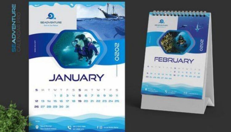 فایل لایه باز تقویم دریایی 2020   2020 Sea Calendar