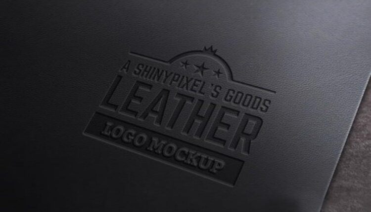 موکاپ لوگو روی چرم به صورت حک شده   Leather Stamp Mockup