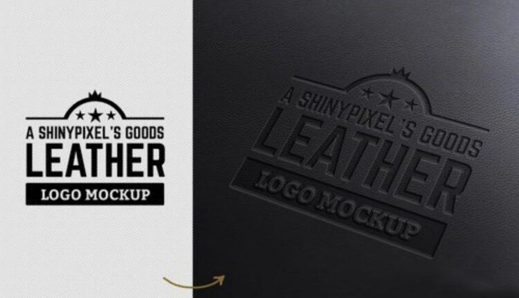 موکاپ لوگو روی چرم به صورت حک شده   Leather Stamp Mockup