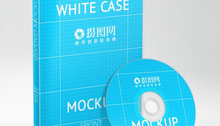 موکاپ جعبه سی دی و دی وی دی   cd cd case packaging display