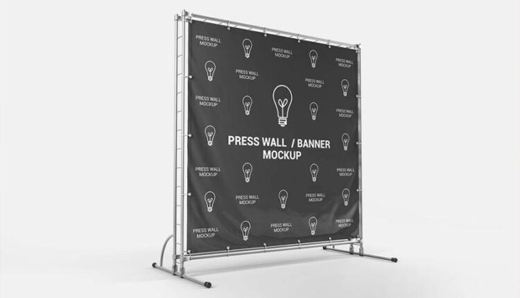 موکاپ بنر استند تبلیغاتی    Square Stand Banner Mockup