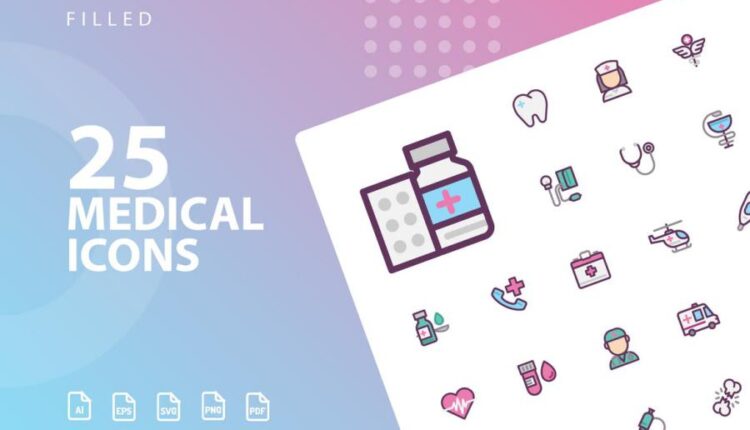 مجموعه 50 تایی آیکون پزشکی و دارویی   Medical Icons Bundle