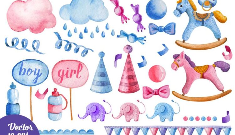 عکس png آبرنگی با موضوع کودک و نوزاد   Watercolor Baby