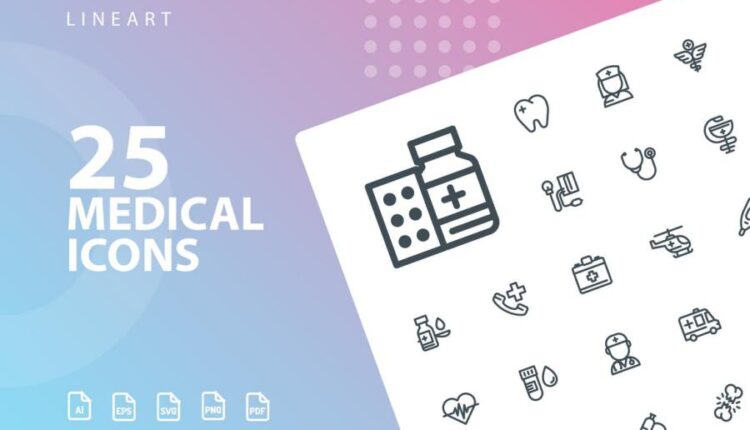 مجموعه 50 تایی آیکون پزشکی و دارویی   Medical Icons Bundle