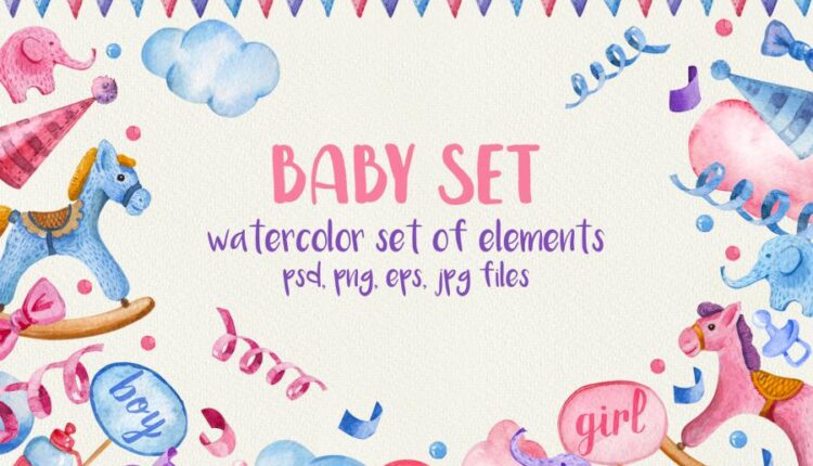 عکس png آبرنگی با موضوع کودک و نوزاد   Watercolor Baby