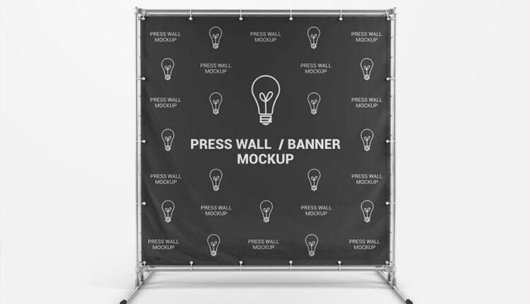 موکاپ بنر استند تبلیغاتی    Square Stand Banner Mockup