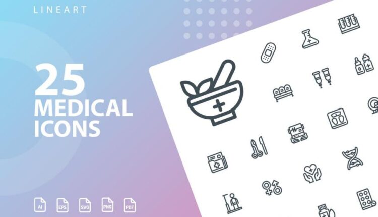 مجموعه 50 تایی آیکون پزشکی و دارویی   Medical Icons Bundle