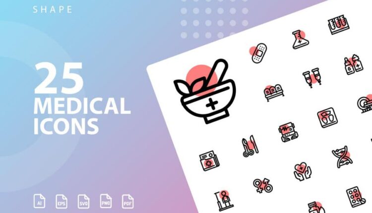 مجموعه 50 تایی آیکون پزشکی و دارویی   Medical Icons Bundle