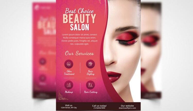 طرح لایه باز تراکت سالن زیبایی و آرایشی   Beauty Salon Flyer