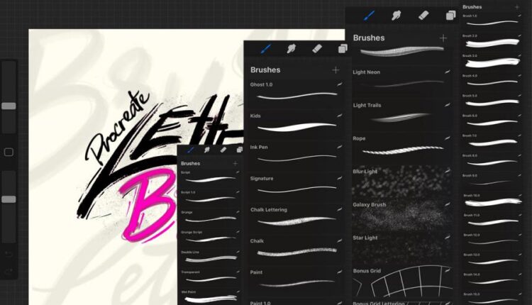 مجموعه 38 فونت و 2 براش برای Procreate
