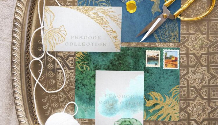 مجموعه بافت ها و نقوش طاووس آبی   Peacock Blue Watercolor