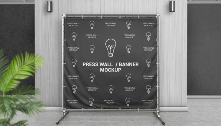 موکاپ بنر استند تبلیغاتی    Square Stand Banner Mockup