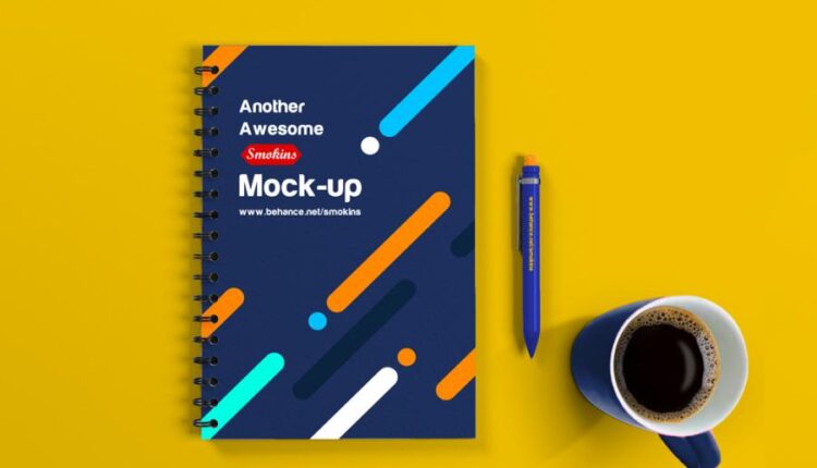 موکاپ دفتر سیمی   Spiral Notebook Mockup Set