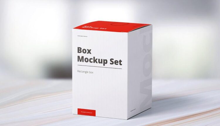 موکاپ جعبه مقوایی مکعب مستطیل   Box Mockup Rectangle