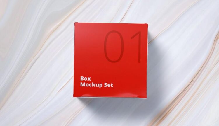 موکاپ جعبه مقوایی مکعب مستطیل   Box Mockup Rectangle