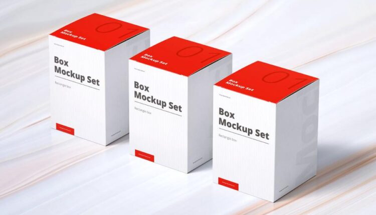 موکاپ جعبه مقوایی مکعب مستطیل   Box Mockup Rectangle