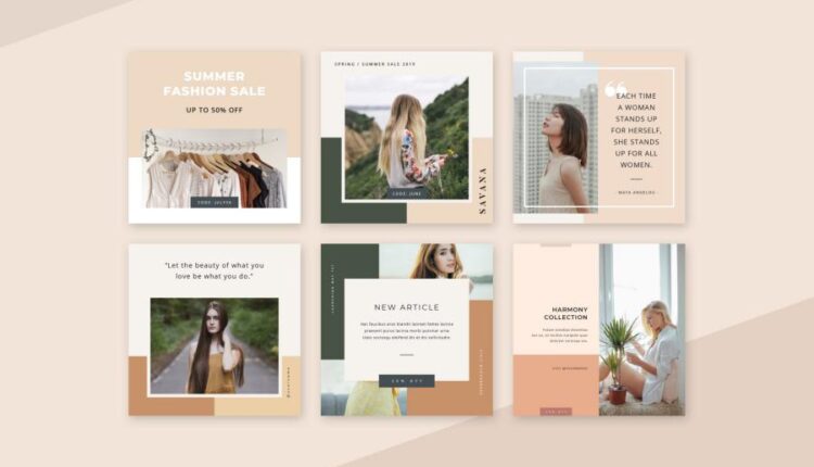 طرح لایه باز آماده پاستلی اینستاگرام   Pastel Instagram Pack