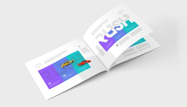 موکاپ مجله و کاتالوگ افقی   Magazine Mock Up
