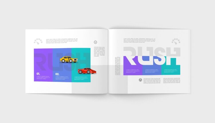 موکاپ مجله و کاتالوگ افقی   Magazine Mock Up