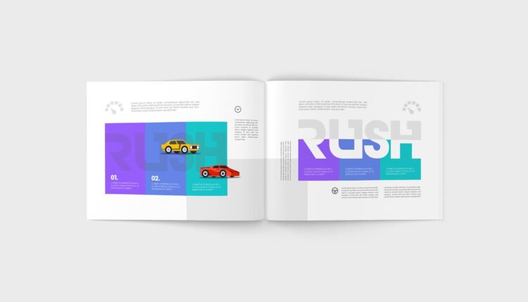 موکاپ مجله و کاتالوگ افقی   Magazine Mock Up