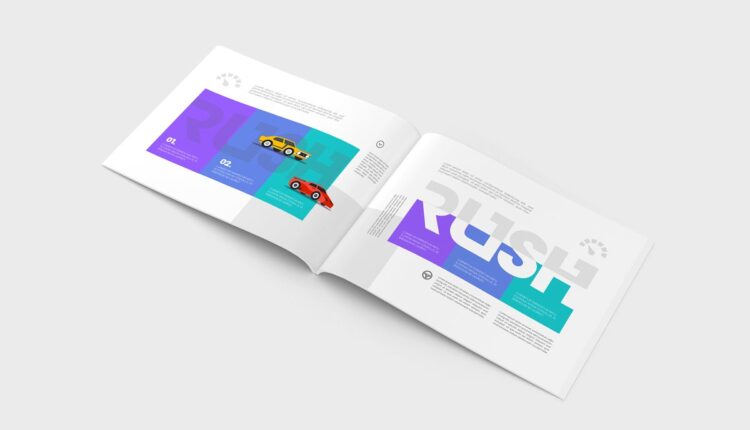 موکاپ مجله و کاتالوگ افقی   Magazine Mock Up