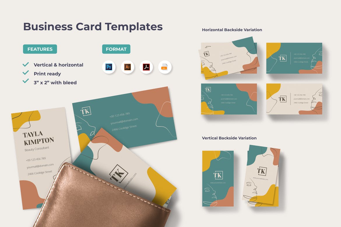 طرح لایه باز کارت ویزیت سالن زیبایی Business Card Beauty