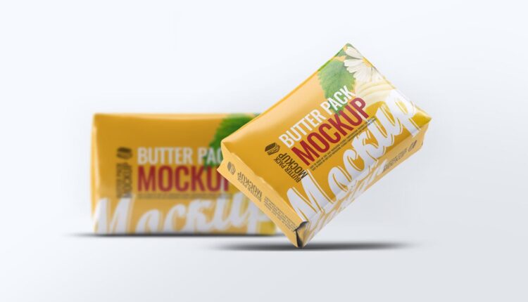 موکاپ بسته بندی کره   Butter Pack Mock Up