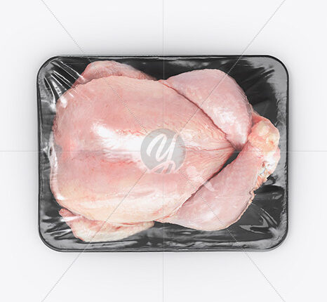 موکاپ مرغ آماده بسته بندی شده   Raw Chicken Mockup