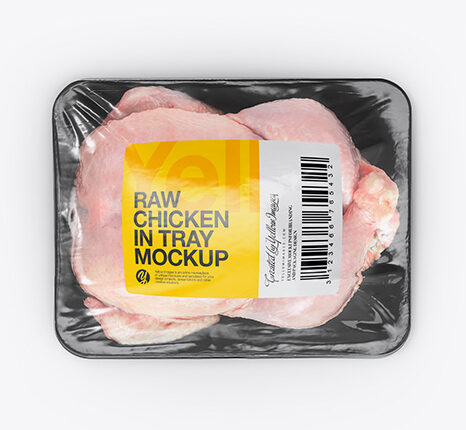 موکاپ مرغ آماده بسته بندی شده   Raw Chicken Mockup