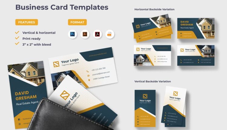 طرح لایه باز کارت ویزیت مشاور املاک   Business Card Estate