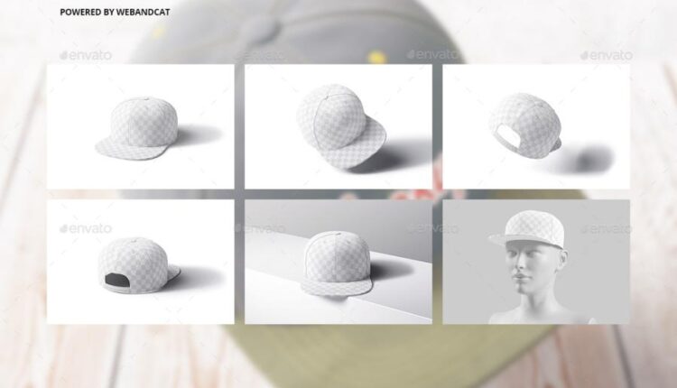 موکاپ کلاه کپ از زاویه بالا   Snapback Cap Mockup